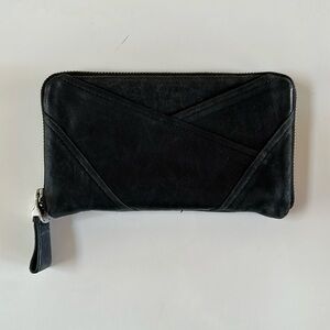 Perlina - black leather purse wallet clutch